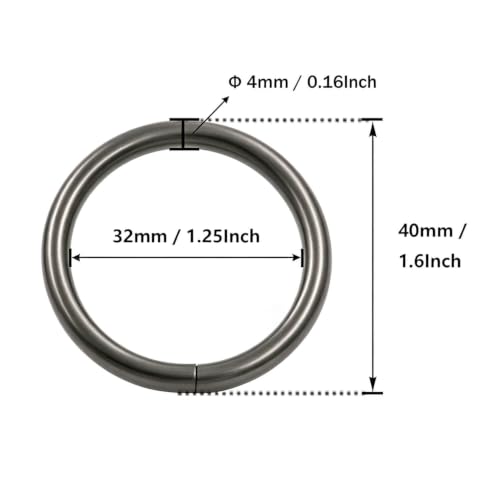 BIKICOCO 1-1/4'' Metal O-Ring Buckle Connector Round Loops Non Welded for Bags Webbing Purse and Belt Straps - color: Gunmetal X 20 Pcs