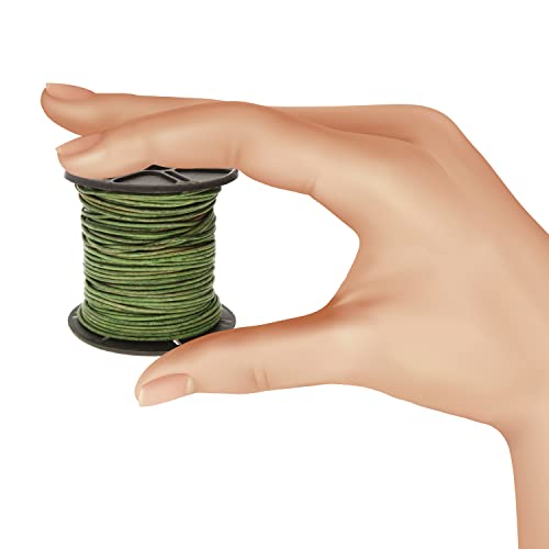 The Beadsmith Leather Cord –Dyed Antique Dark Green– 1mm Spool – 25 Yards/22.86 Meters – Indian Leather Thong Ideal for Braiding, Beading, Necklaces, Fine Lacing, Hair Accessories & DIY Jewelry Making - size: 1mm, style: Dyed Antique Dark Green – 25 Yards