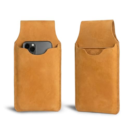 Hide & Drink, Waist Phone Holder Pouch, Accessory Bag, Soft Case for Work & Outdoors Essentials, Full Grain Leather Handmade - color: Old Tobacco