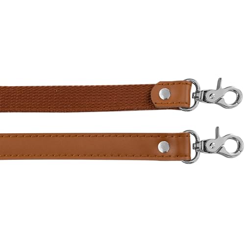 Allzedream Genuine Leather Purse Strap Sewing Canvas Replacement Handbag Shoulder Bag 2 Pcs - color: Camel, Silver Hardware