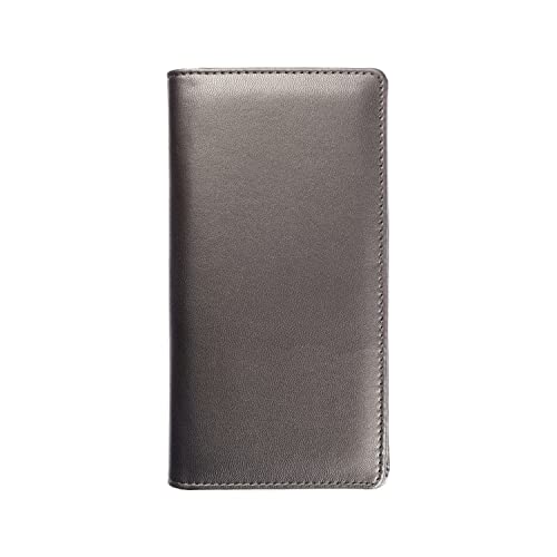 Leather Checkbook Cover for Men Women RFID Blocking by GNEGNI - color: Gray