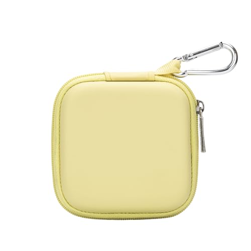 Ginsco Mini-Portable Hard Shell Square Earbuds Case for Apple EarPods/Samsung Galaxy Wired/Wireless Earbuds, Cell Phone Accessories Organizer with Carabiner for Earphones - color: Butter Yellow, size: Slim