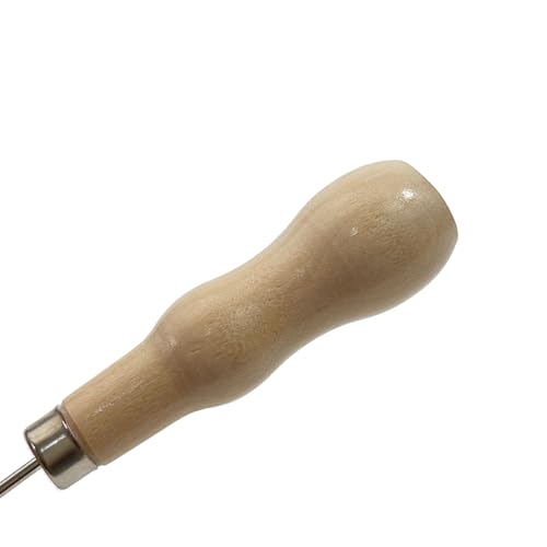 4 Pack Awl Tool Gourd Shape Wooden Handle Scratch Awl Tool Pin Punching for Leather Craft Cloth Pouch Hole DIY Handmade Maker Tool (4)