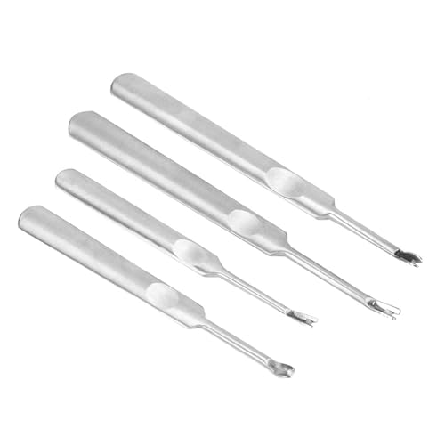 Leather Groover Tools 4-Piece Set, Leather Carving Tools Kit with U/V Shape Blades for Edge Beveling, Grooving, Stitching - Stainless Steel Leather Craft Tools for DIY Leather Work