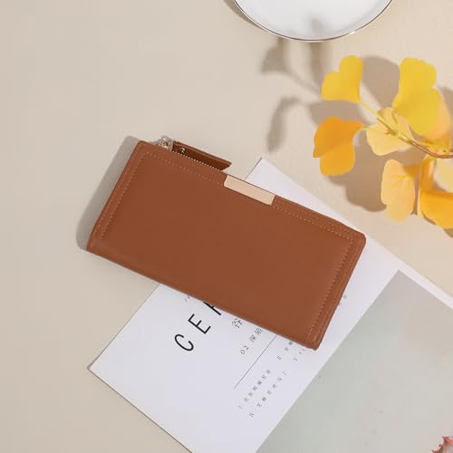 Slim Women's Wallet Ladies Credit Card Holder Bifold RFID Blocking - color: A05 Brown