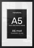 Homeforia A5 Black Picture Frame, High-End Metal, A6 Mat, Glass | High End Aluminum, Tempered Glass, Acid-Free A6 Removable Mat, A5 Edge-to-Edge Display, Wall Kit, Set Of 1 - color: Carbon Black, size: A5