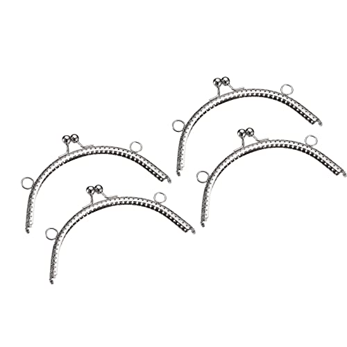 uxcell 4pcs Metal Purse Frame, 6" Kiss Lock Clasp Frame Rectangle Embossed Clutch Frame Handles for Coin Purse Sewing Bag Making DIY Leather Craft, Silver - color: Silver, size: 6"