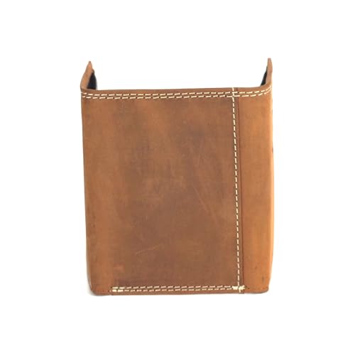 ARIAT Men's Leather Trifold Wallet, Embossed Logo, Medium Brown