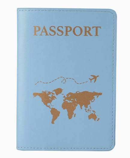 1-Piece Passport Holder, PU Leather Travel Wallet Case—An Ultra-Slim Document Organizer and Vacation Essential - color: Blue