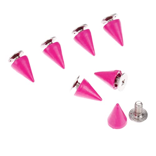 Yetaha Rose Red 7x10MM Cone Punk Screw Back Rivet Spikes, Metal Studs - color: Rose Red