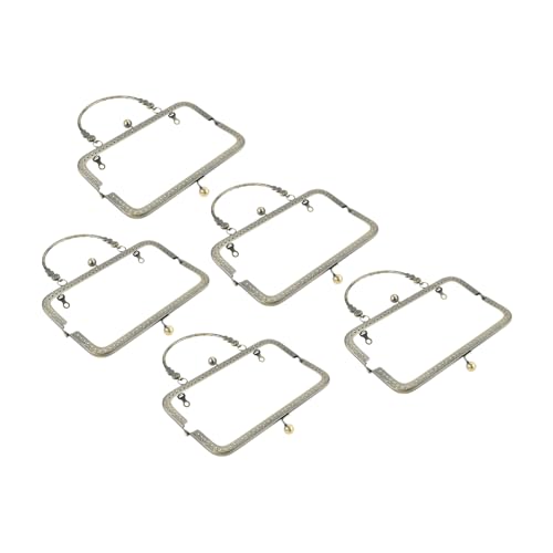 5PCS Metal Kiss Lock Purse Frame with Handle,Embossed Arch Clasp | Replacement for DIY Handbag Making, Coin Bag & Clutch Bag Repair - size: 7.9 Inch