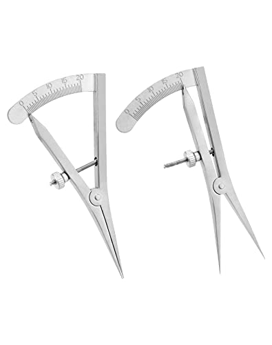 QWORK 3.5" Adjustable Marking Gauge Mini Edge Press, Professional Carpenter Pencil Compass, Precision Spring Dividers Calipers Compass Measuring, Pitch Gauge DIY Leather Craft Tool