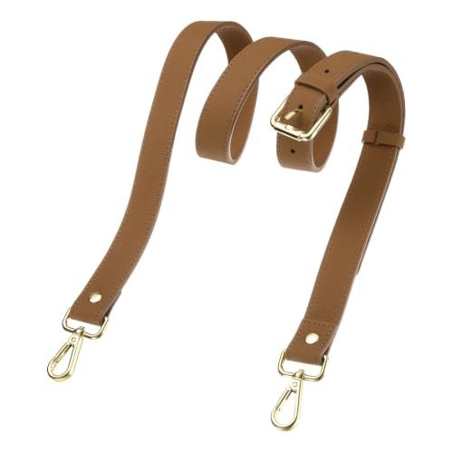 uxcell Genuine Leather Purse Strap 41.7"-51.2" Adjustable Strap Light Brown - color: Light Brown, Gold Buckle