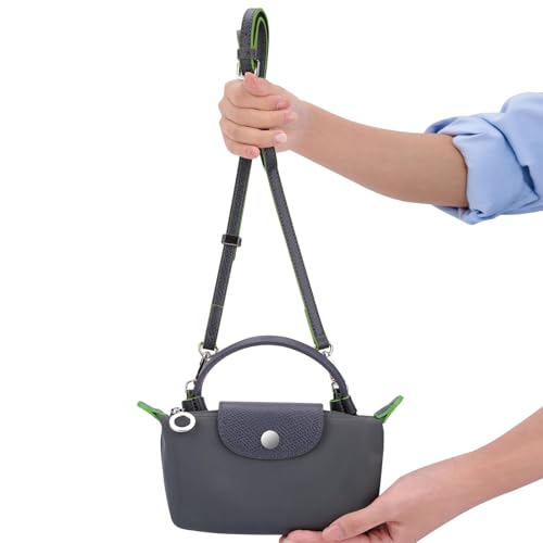 Purse Straps Replacement, Leather Handbag Crossbody Shoulder Strap Kit Adjustable for Mini Longcamp Tote Bag Women - color: Grey Green