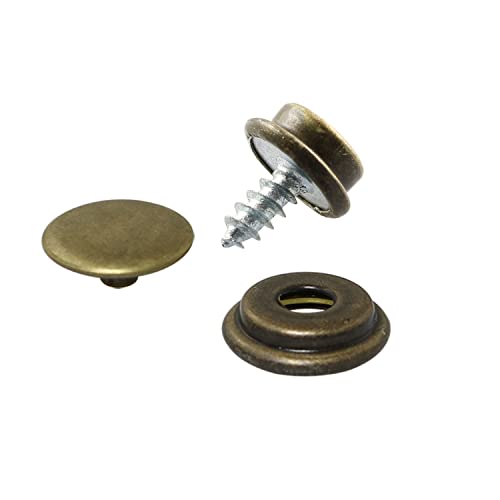 PZRT 10 Sets Canvas Snap Kit Stainless Steel Fastener Screw Snaps Consists of Buttons Sockets and Screw Studs for Leather Jackets Handbags, Bronze - color: Bronze