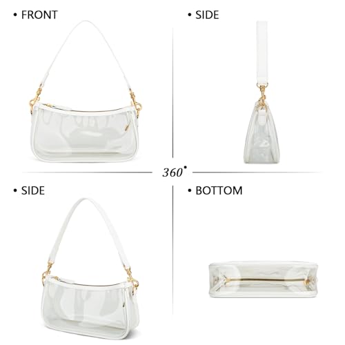 KKXIU Small Black Purse for Women, Cute Mini Shoulder Bag Zipper Closure | 2 Removable Straps, Retro Underarm Bags, Classic Crossbody Bag, Handbag for Women - color: B-white