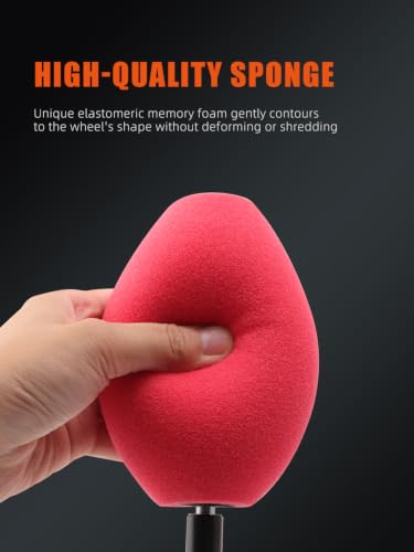 Wheel Rims Polisher, SPTA Polishing Ball, Polishing Cone, Metal Wheel Polishing Tool, Ball Buster Wheel and Rim Polisher System Attaches to Standard Household Drill - color: Red Oval Polishing Ball