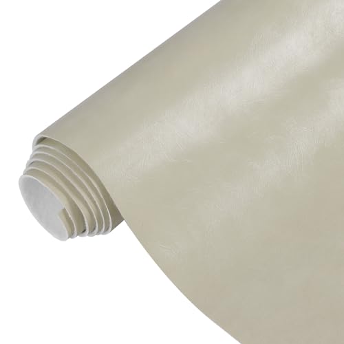 Faux Leather Fabric 54” W Vinyl Upholstery Fabric by The Yard Waterproof | 8 Yards Beige, 0.7mm, Synthetic PU Leather, Marine Vinyl, Soft Vegan Material, For Outdoor Boat Seat Car DIY Sewing - color: Beige, size: 8 Yards 58"x288"