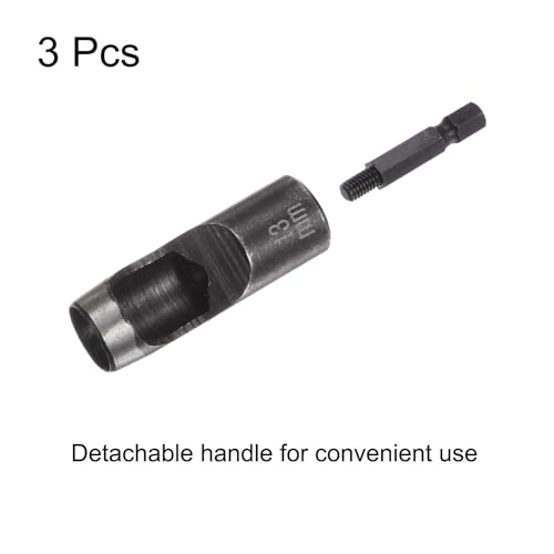 HARFINGTON 3pcs Leather Hollow Punch 1/4 Hex Shank for Drills, 13mm Dia Rotary Hole Punch for Thick Fabrics Leathercraft Working - size: 13mm