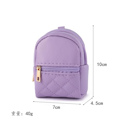 Mini Backpack Cute Cosmetic Bag for Women, Creative Cute Pendant Keychain Key-chains Keyrings PU Leather Makeup Bag Key Lipstick Card Holder Data Cable Organizer Zipper Pouch - color: Blue