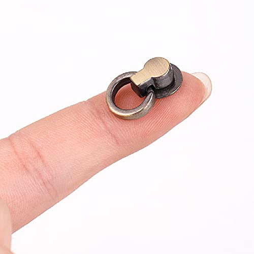 20 Set Flat Studs Rivets with D Ring and Screws Rotate Ball Post Head Buttons for DIY Leather Belt Collar Handbag Phone Case (Silver and Gun Black)