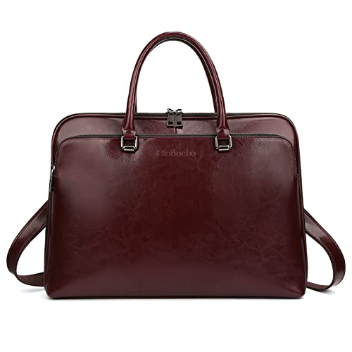 Blofinche Laptop Messenger shoulder bag: Genuine Leather work Briefcase 13.3 15.6 inch designer Satchel handbag - color: Coffee, size: 13.3 inch