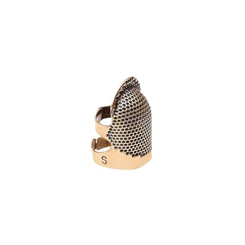 1 Pcs Adjustable Metal Sewing Thimble Finger Protector Open Top Ring Thimble Fingertip Shield for Quilting Embroidery Hand Sewing Tool(Copper, S) - color: Copper|S