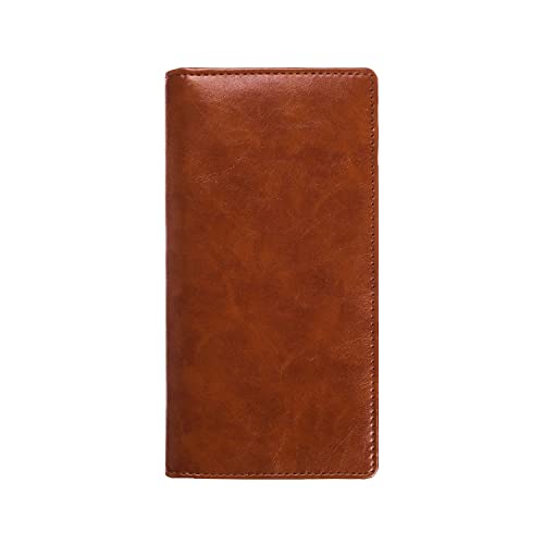 Leather Checkbook Cover for Men Women RFID Blocking by GNEGNI - color: Waxy Tan