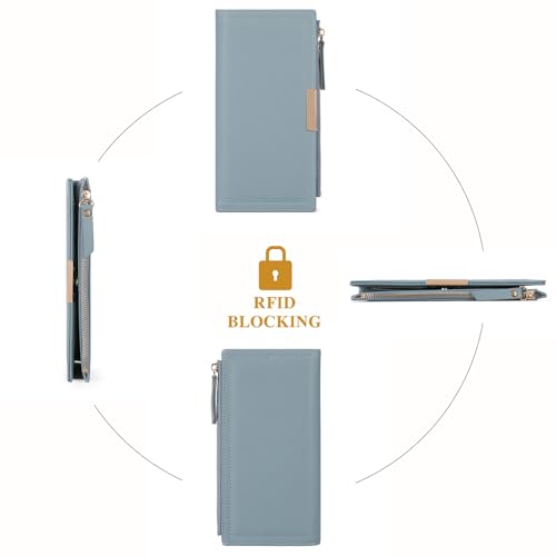 Slim Women's Wallet Ladies Credit Card Holder Bifold RFID Blocking - color: A07 Blue