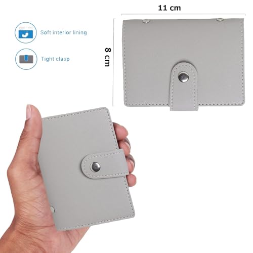 Stealodeal PU Leather Card Holder – Multi-Compartment Organizer for Debit/Credit/ATM Cards (Unisex Design) (Grey) - color: Grey