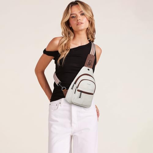 Leresas 7L Sling Bag for Women Vegan Leather Crossbody Purse Chest Bags Fashionable Trendy Fanny Pack with Travel, Beige - color: 7l-m-beige Brown, size: 7L