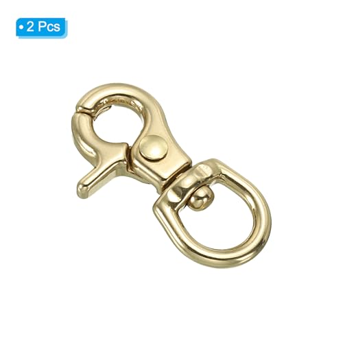 PATIKIL Lobster Clasp Keychains, 2Pcs 0.4 Inch Pure Brass Round Lobster Clasps Swivel Trigger Snap Hook Purse Lanyard Clips for DIY Leather Craft