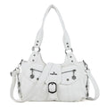 Angel Kiss Hobo Bags for Women Vegan Leather Shoulder Purses and Handbags Ladies Roomy Tote Bags Purse with Crossbody Strap - color: White