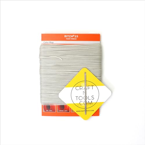 Silver 1.2mm RITZA 25 Tiger Thread for Leather Craft | Waxed Polyester Saddlers Thread - color: 1,2 mm - Silver - 50 meters