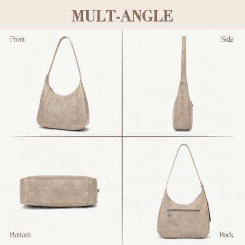 BELTANA Shoulder Bag for Women, Small Vegan Leather Butterfly Hobo Purse | Crescent Shoulder Purse, Top Handle Design, Lightweight, Underarm Style, Daily Travel & Shopping, Gift Choice - color: Apricot