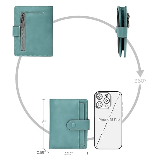 Alldaily Small Slim RFID Blocking Leather Wallet for Women, Bifold with 10 Card Slots and Coin Pocket (Purist Blue) - color: Purist Blue