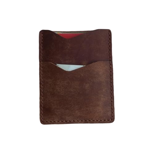 Front Pocket Card Case Slim Wallet Card Holder for Men & Women Minimalist Leather Wallet Card Holder Distressed Gifts - color: Teabrown