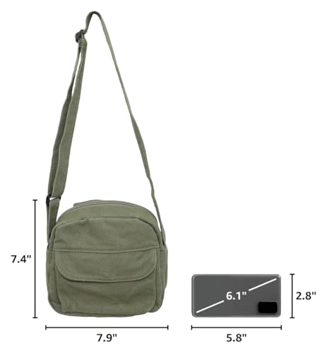 Small Crossbody Bag Cute Purse Mini Canvas Crossbody Purse Phone bag - color: Green