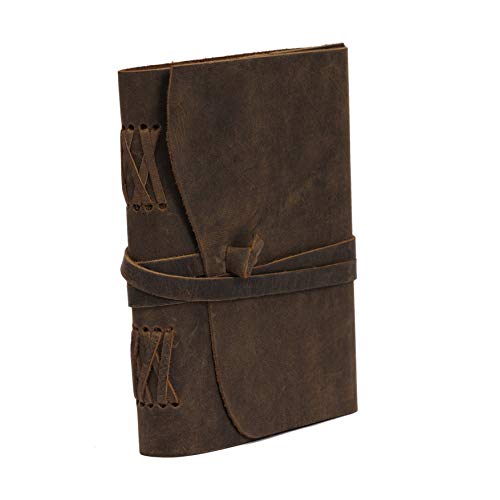 Leather Journal Travel Diary, Handmade Vintage Bound Notebook for Men & Women, Antique Finish, Genuine Buffalo Leather- Quality Lined Brown Paper Perfect for Notes, Art Sketchbook, 7X5 Inches, Brown - style: 7X5 Inches - Brown Lined