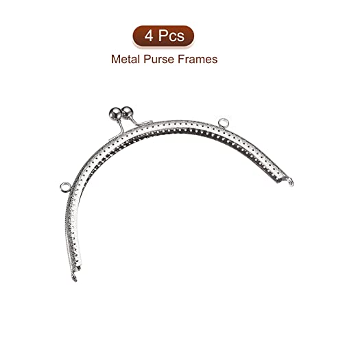 Uxcell 4pcs Metal Purse Frame, 8" Kiss Lock Clasp Rectangle Embossed Clutch Frame Handles for Coin Purse Sewing Wallets Bags Making DIY Craft, Silver - color: Silver, size: 8"