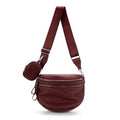 Montana West Crossbody Bum Bag for Women, Soft PU Leather Double Zip Purse - color: Burgundy