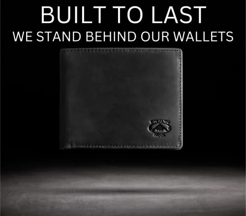 Stealth Mode Leather Bifold Wallet for Men With ID Window and RFID Blocking - color: Black