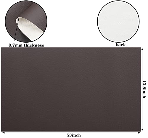 Picheng Lychee Faux Leather Fabric: 13.8" x 53" Soft Faux Leather Roll | Lychee Texture Solid Color Faux Leather Sheets Marine Vinyl for Making Crafts Leather Earrings Bows Sewing DIY (Dark Brown) - color: Dark Brown