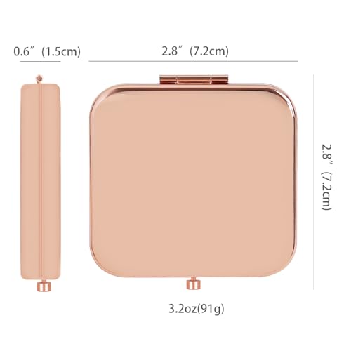 Small Compact Mirror, Rosegold Square 2.8”×2.8” Metal Frame Smooth Style Double Sided Mini Magnifying 1X/2X Mirror for Purse Can be Used as Gifts for Woman (RGDr01) - color: Rgdaughter01