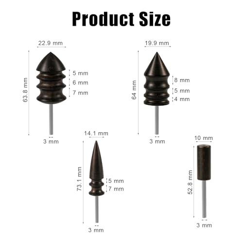 4pcs Leather Burnisher Bits for Rotary Tool, 4 Styles Leather Burnishing Tool Tips Polished Head Ebony Burnishing Machine Accessories for Leather Craft Edges (Style 4) - style: Style 4