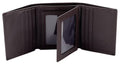 Stealth Mode Leather Trifold RFID Wallet For Men With Flip Out ID Holder - color: Coffee