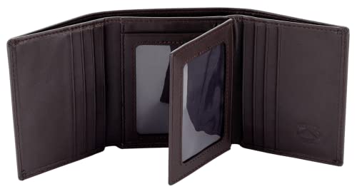 Stealth Mode Leather Trifold RFID Wallet For Men With Flip Out ID Holder - color: Coffee