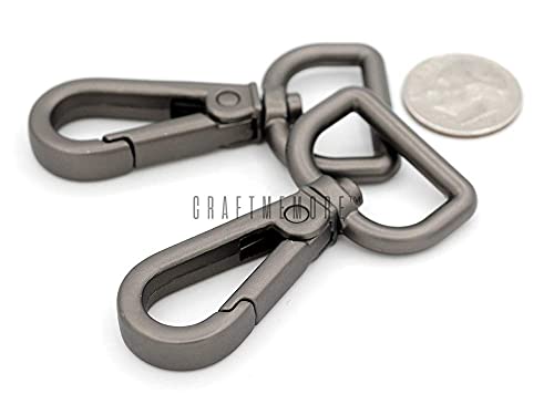 CRAFTMEMORE Matte Black Snap Hook Swivel Lobster Clasps Metal Push Gate Purse Clip Accessories SC21 (3/4 Inch, 2 Pack) - size: 3/4 Inch