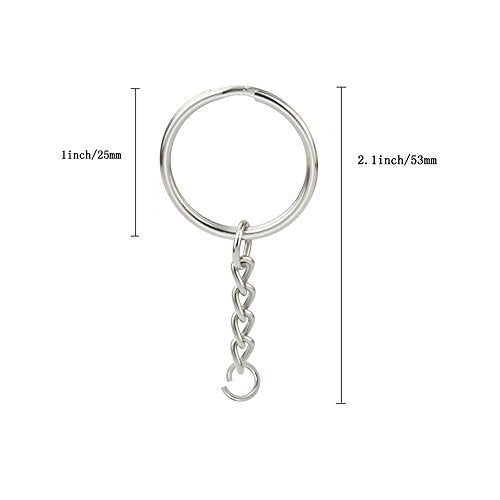 150-Piece Split Key Ring Kit with Chains & Jump Rings - 1 Inch Silver Nickel Bulk Jewelry Making Supplies for DIY Keychains, Charms, Crafts - size: 150PCS