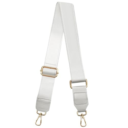 White Leather Purse Strap Wide Adjustable Shoulder | Handbags Replacement, Crossbody Straps, Swivel Clasps, 33~55 inch - color: White